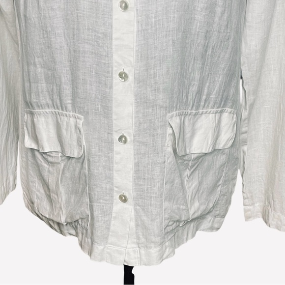 Dana Buchman Linen 4- pocket Camp Shirt Size 8, White Button-Up Shirt - Picture 4 of 7